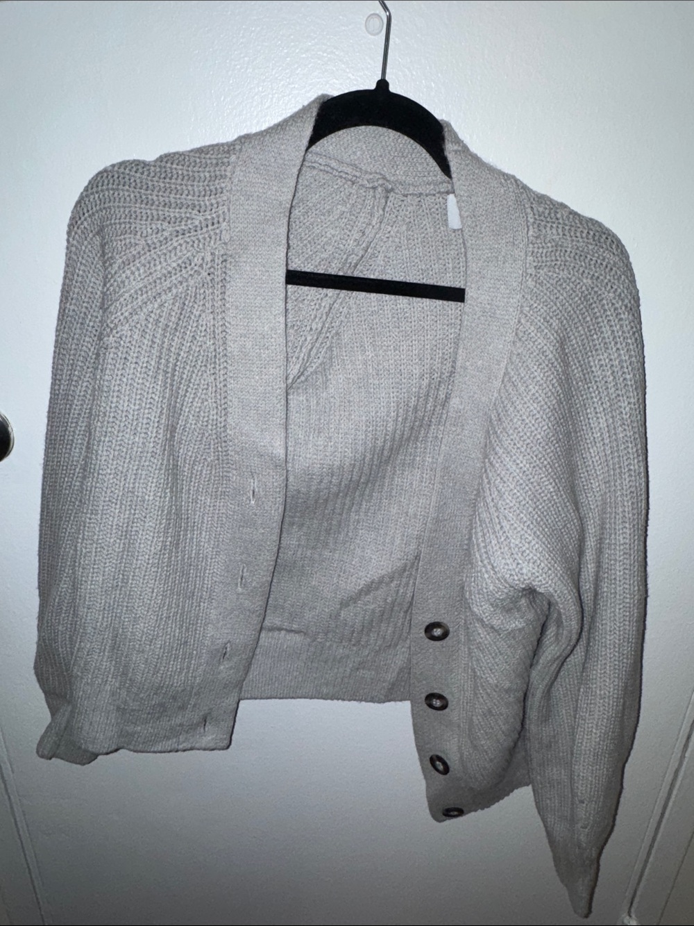Old Navy Gray Ribbed Button Front Sweater Feel Cardigan